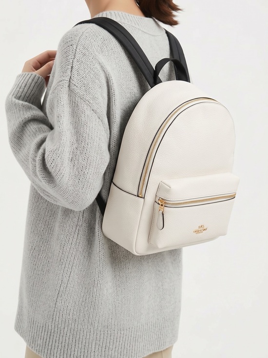 coach charlie leather backpack Medium in Grey Pebble Coach Medium Charlie Backpack